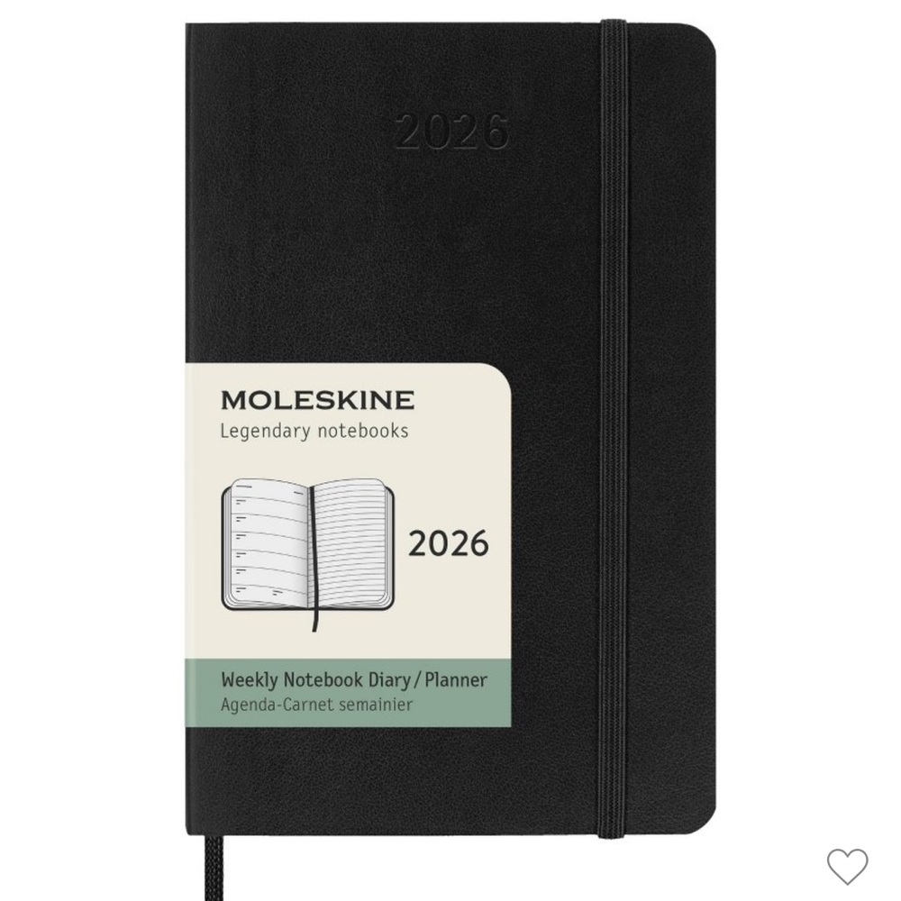 Moleskine 3.5"x5.5" 12 Months 2026 12 Months Weekly Notebook Black Soft *NEW*